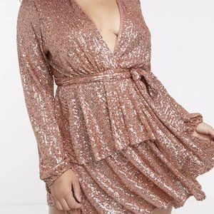 John Zack Rose Gold US 14 Sequin Skater Dress